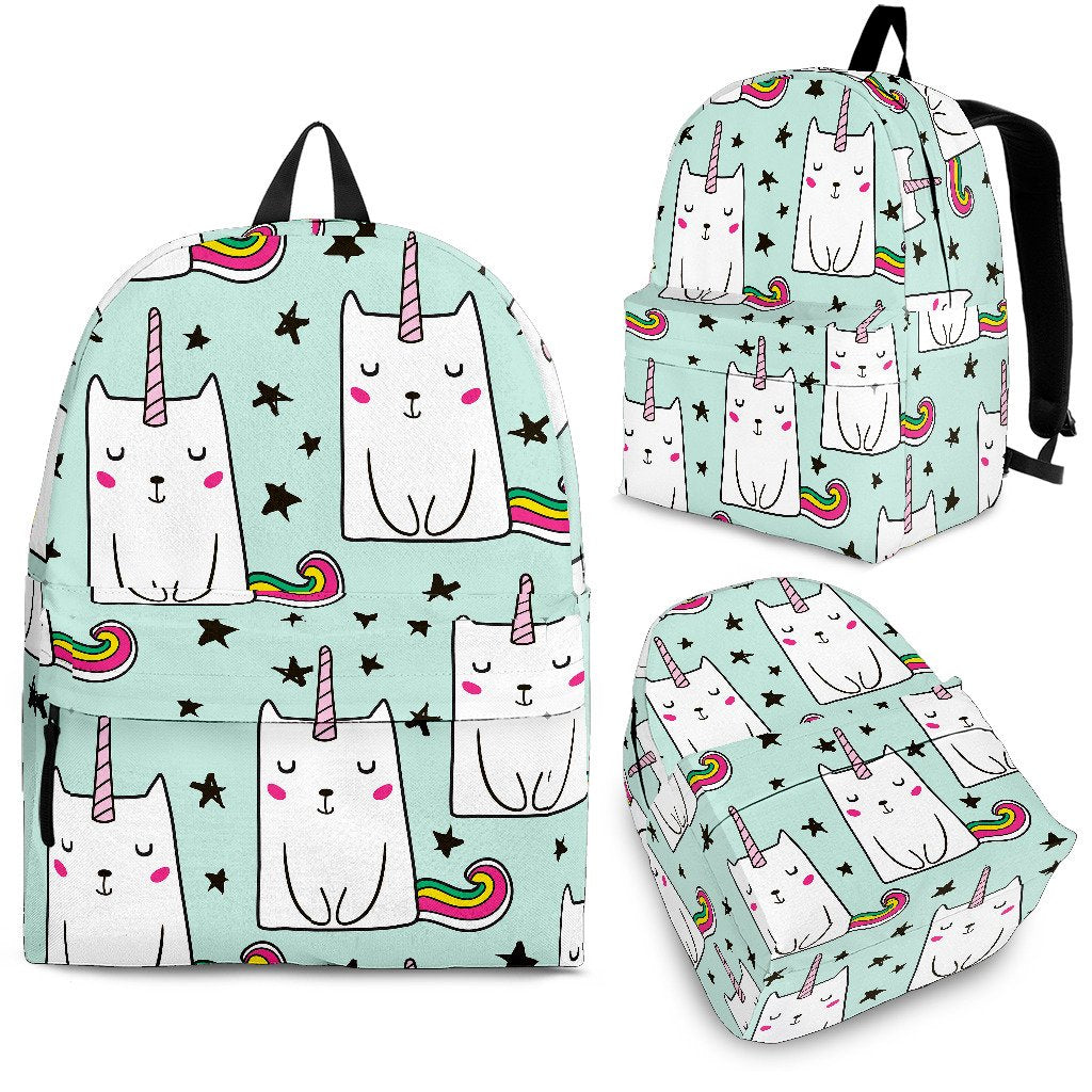 Cute Unicorn Cat Pattern Print School Backpack