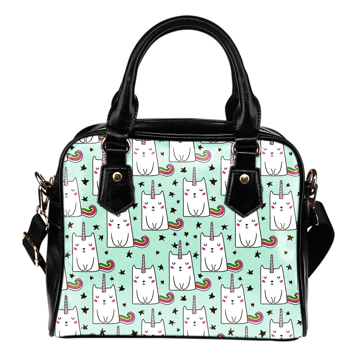 Cute Unicorn Cat Pattern Print Shoulder Handbag