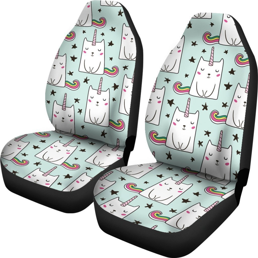 Cute Unicorn Cat Pattern Print Universal Fit Car Seat Covers