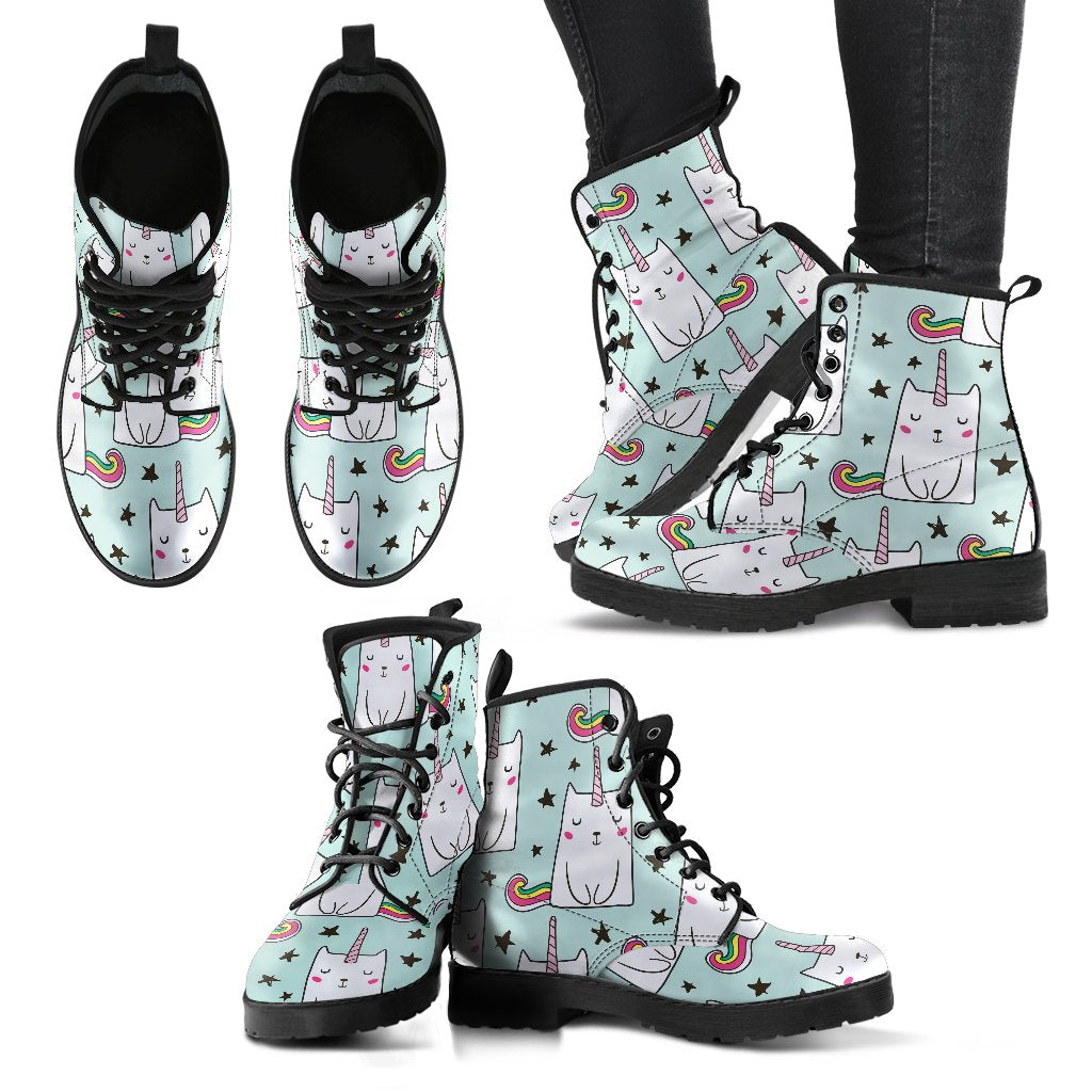 Cute Unicorn Cat Pattern Print Women's Boots