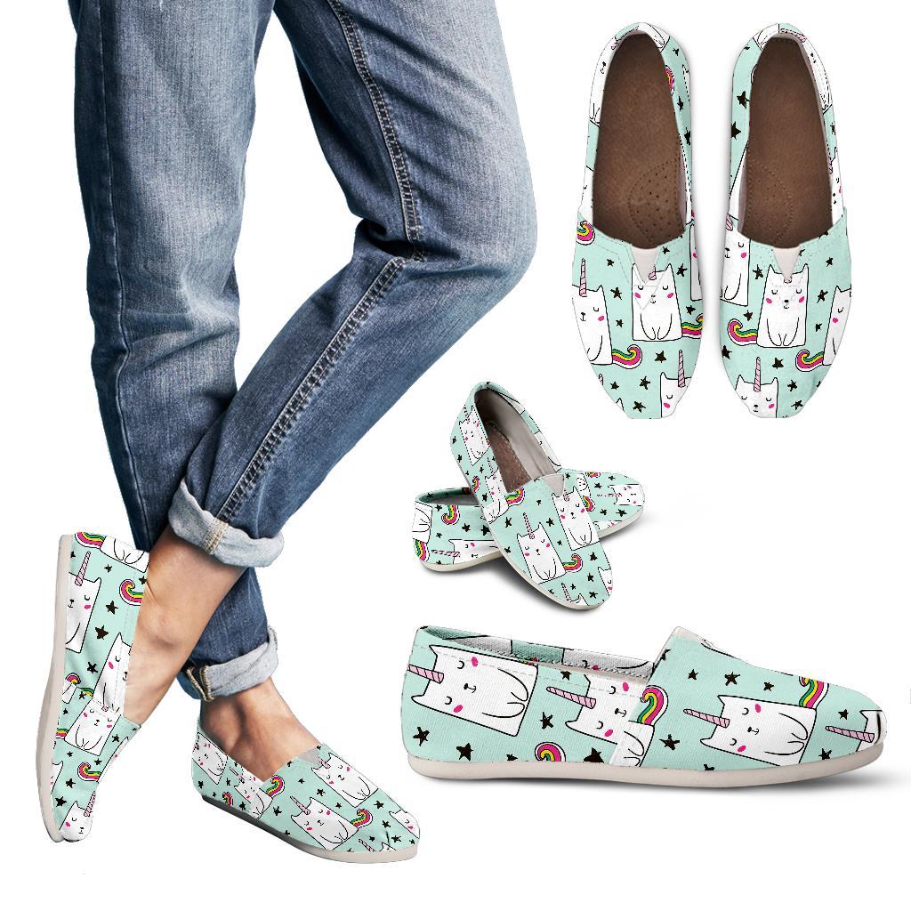 Cute Unicorn Cat Pattern Print Women's Casual Canvas Shoes