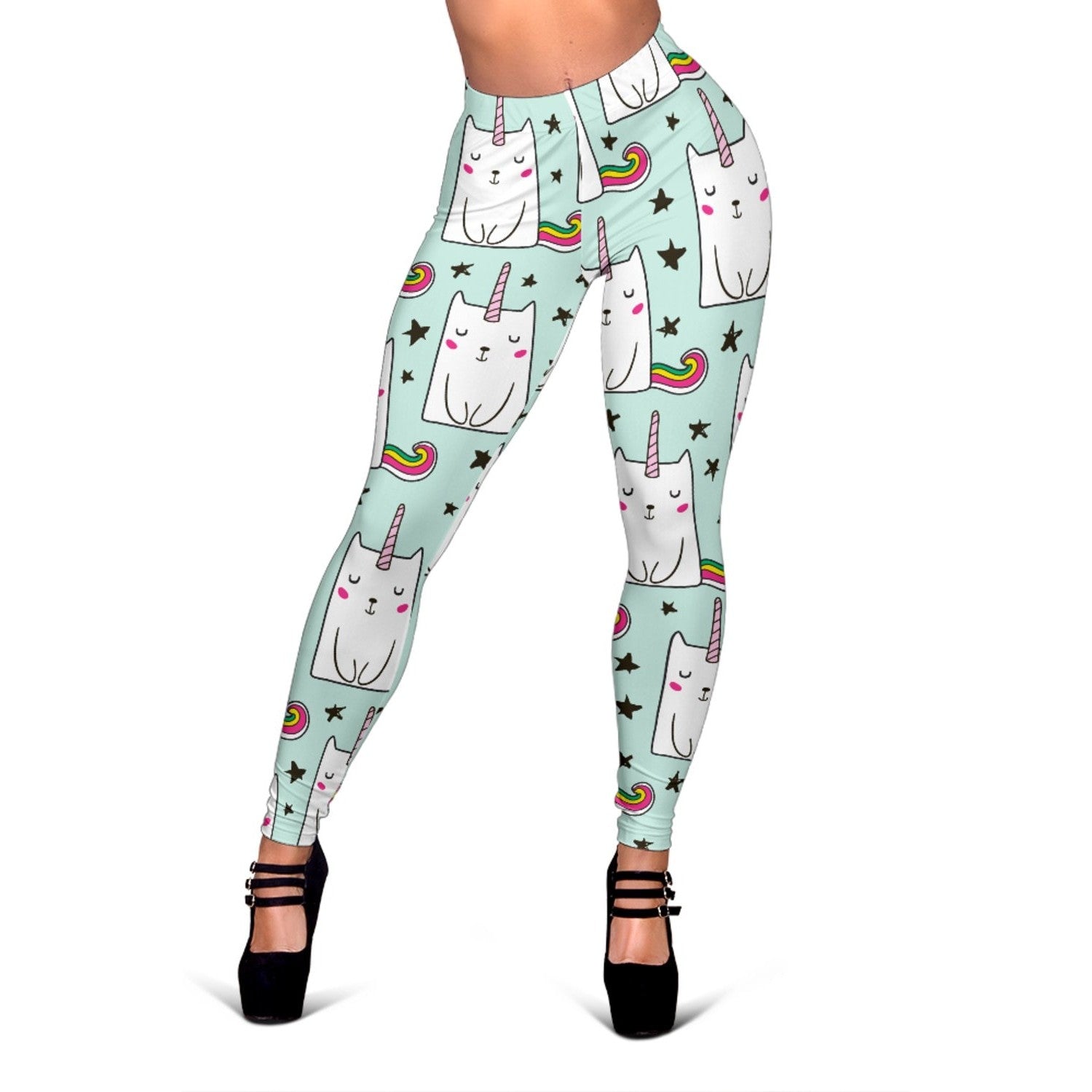 Cute Unicorn Cat Pattern Print Women's Leggings