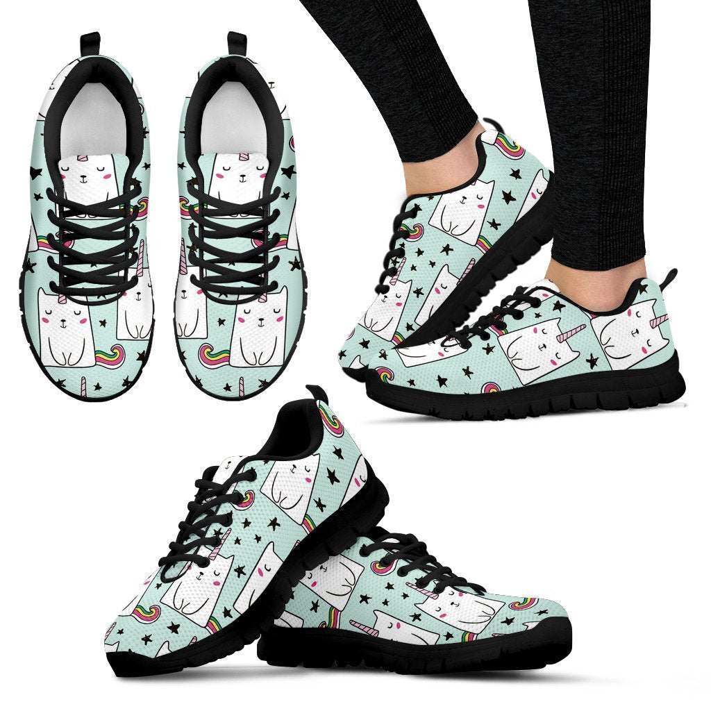 Cute Unicorn Cat Pattern Print Women's Sneakers