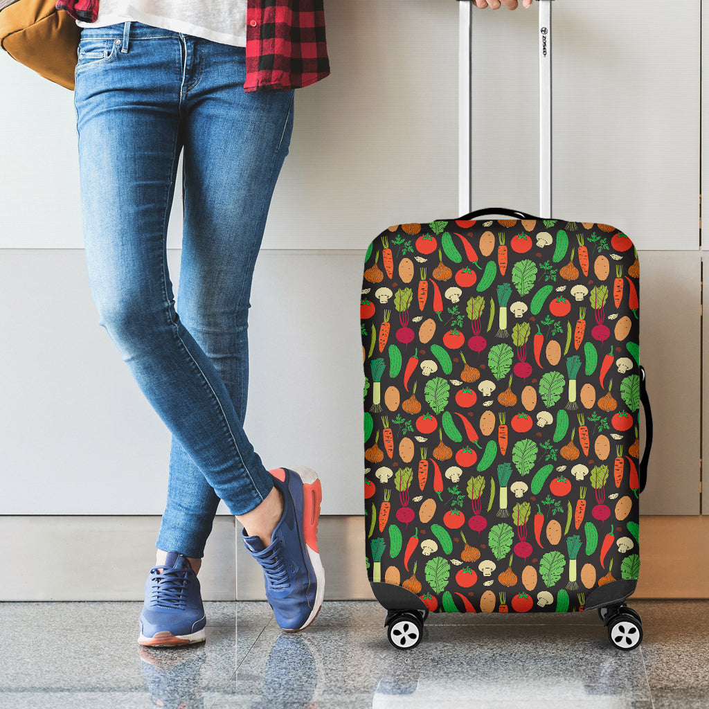 Cute Vegan Pattern Print Luggage Cover