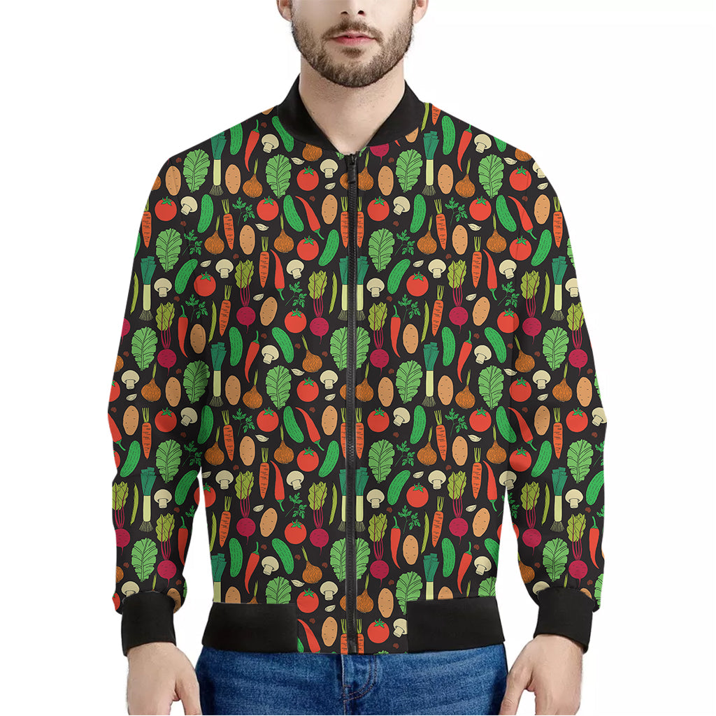 Cute Vegan Pattern Print Men's Bomber Jacket