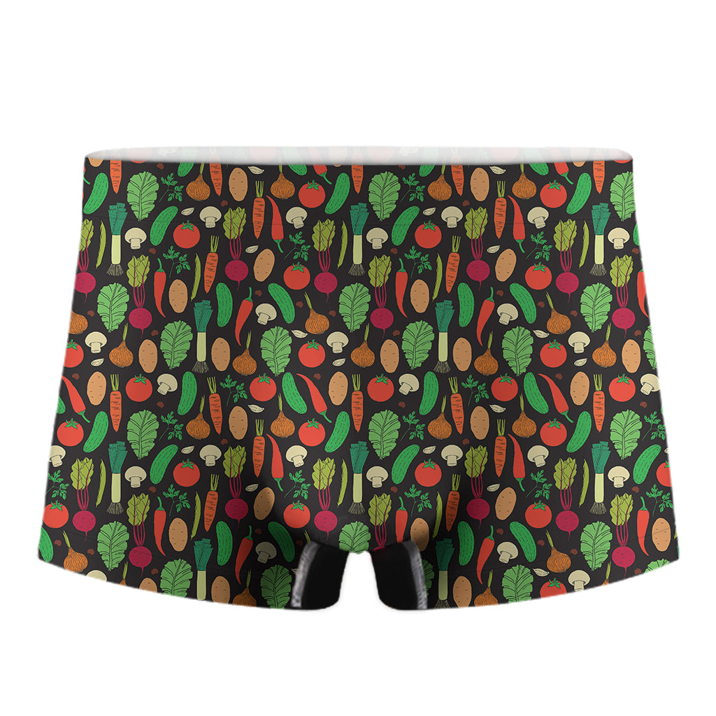 Cute Vegan Pattern Print Men's Boxer Briefs