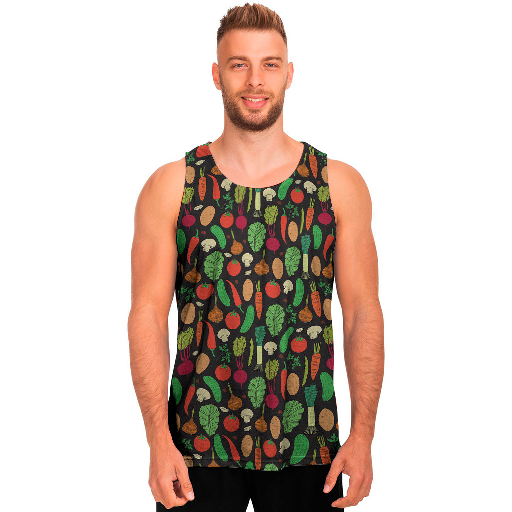 Cute Vegan Pattern Print Men's Tank Top