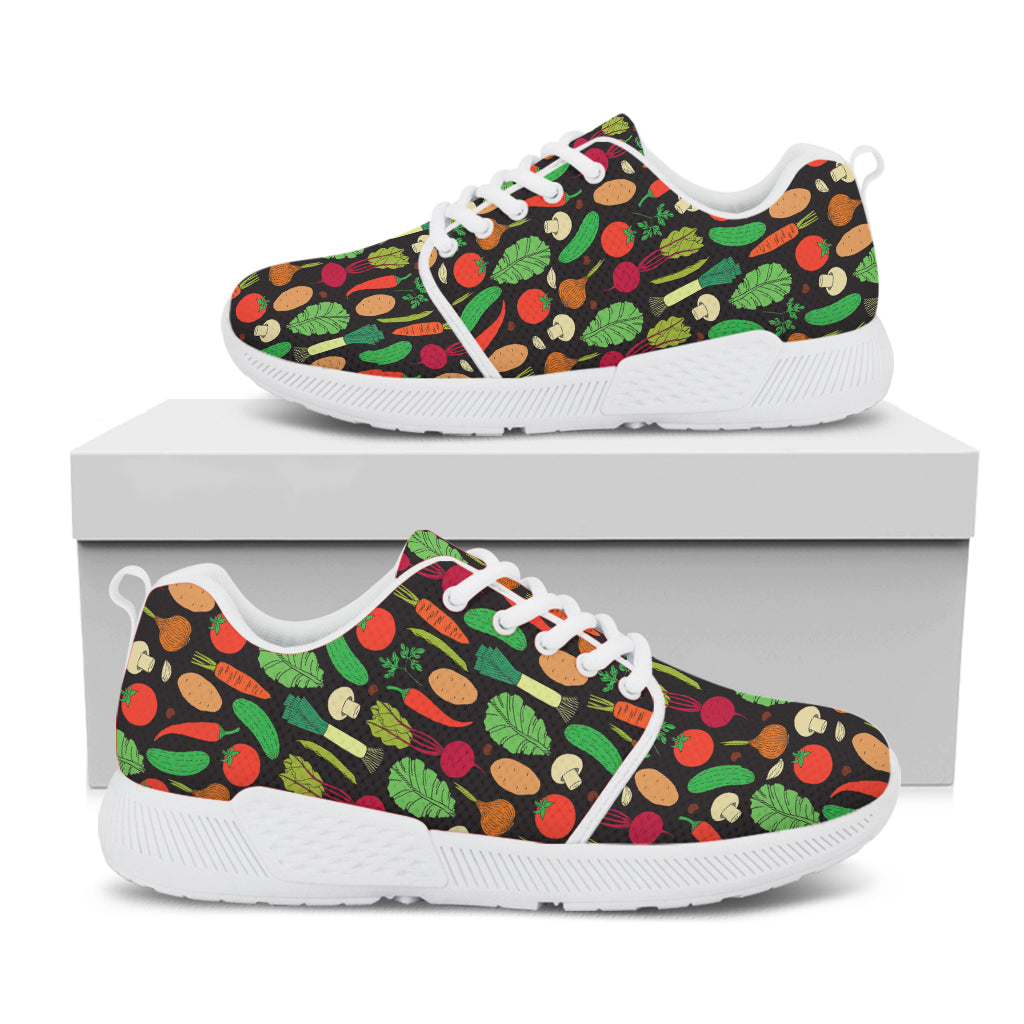 Cute Vegan Pattern Print White Athletic Shoes