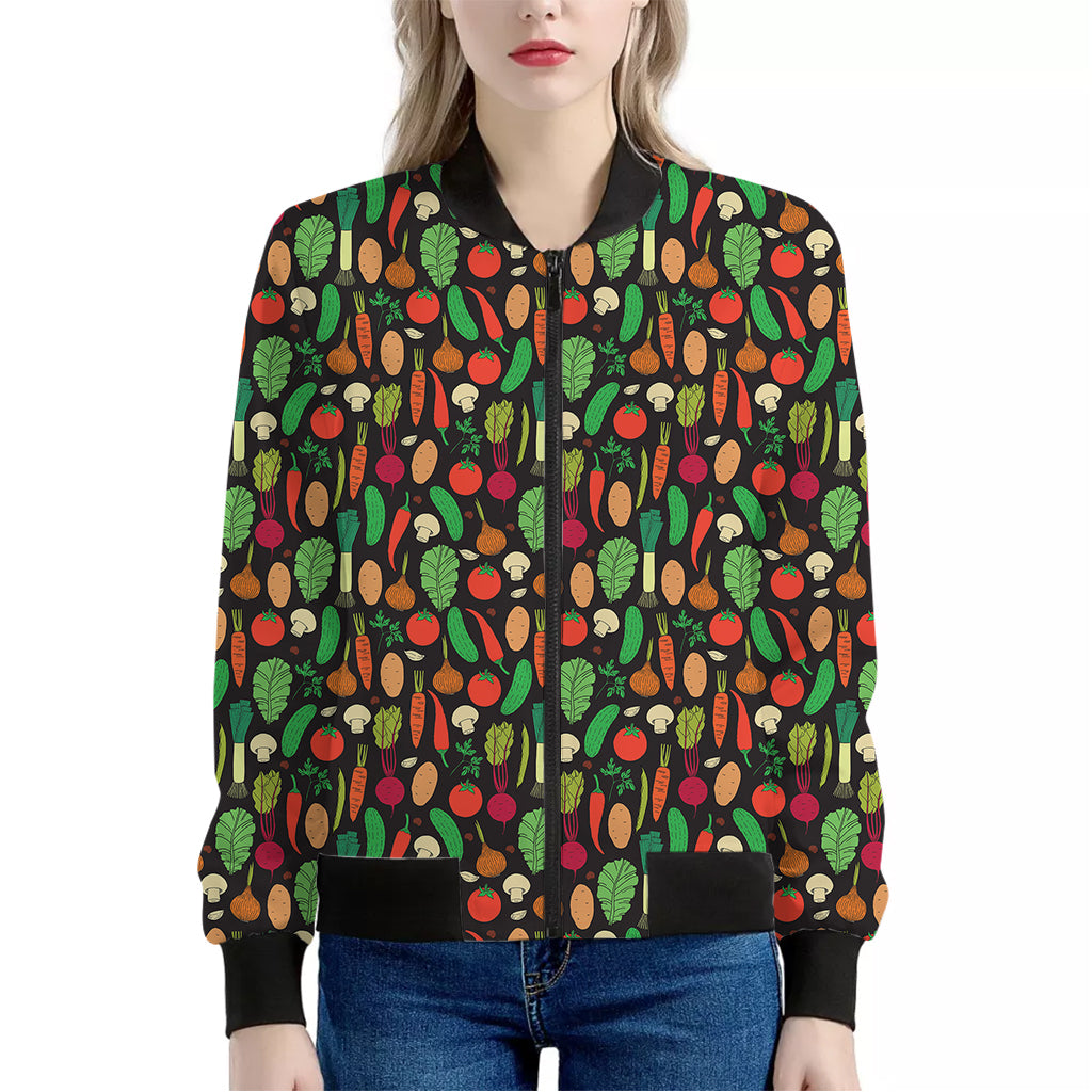 Cute Vegan Pattern Print Women's Bomber Jacket