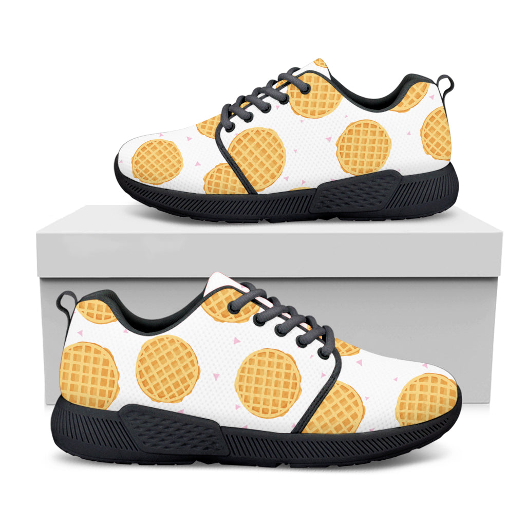 Cute Waffle Pattern Print Black Athletic Shoes