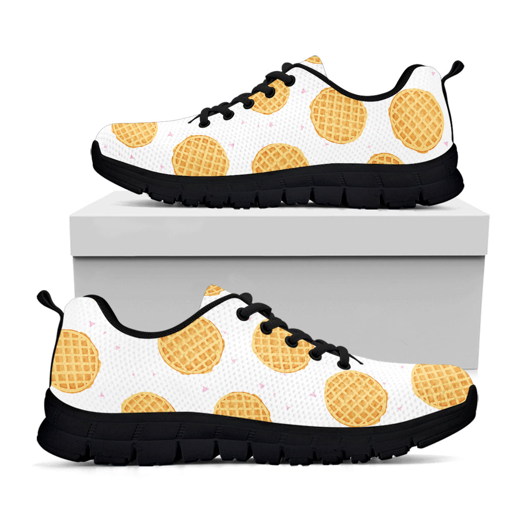 Cute Waffle Pattern Print Black Sneakers