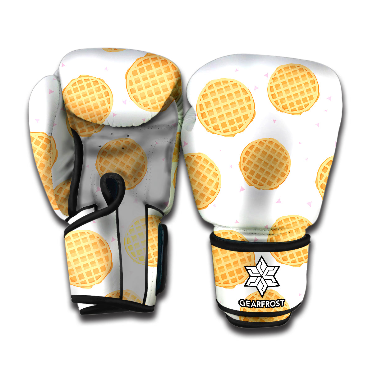 Cute Waffle Pattern Print Boxing Gloves