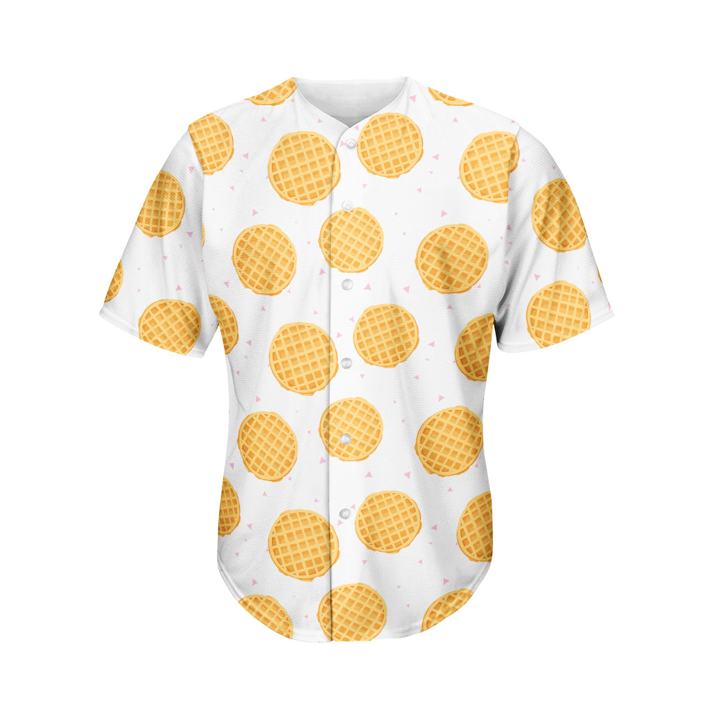 Cute Waffle Pattern Print Men's Baseball Jersey