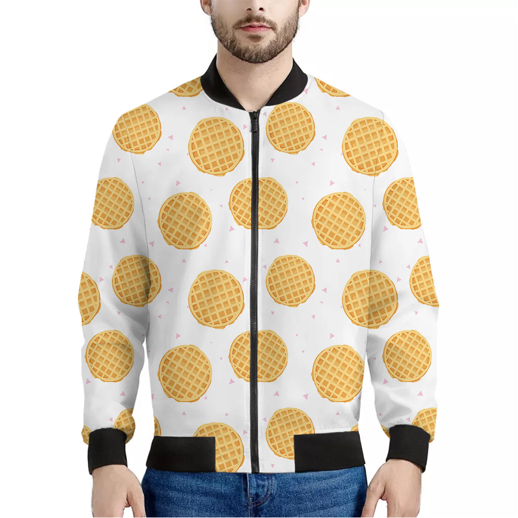 Cute Waffle Pattern Print Men's Bomber Jacket