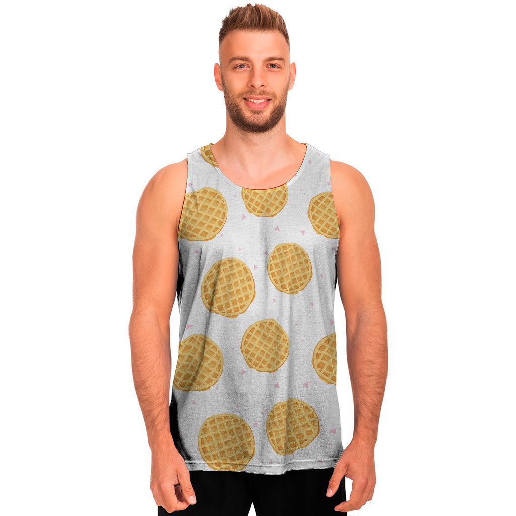 Cute Waffle Pattern Print Men's Tank Top