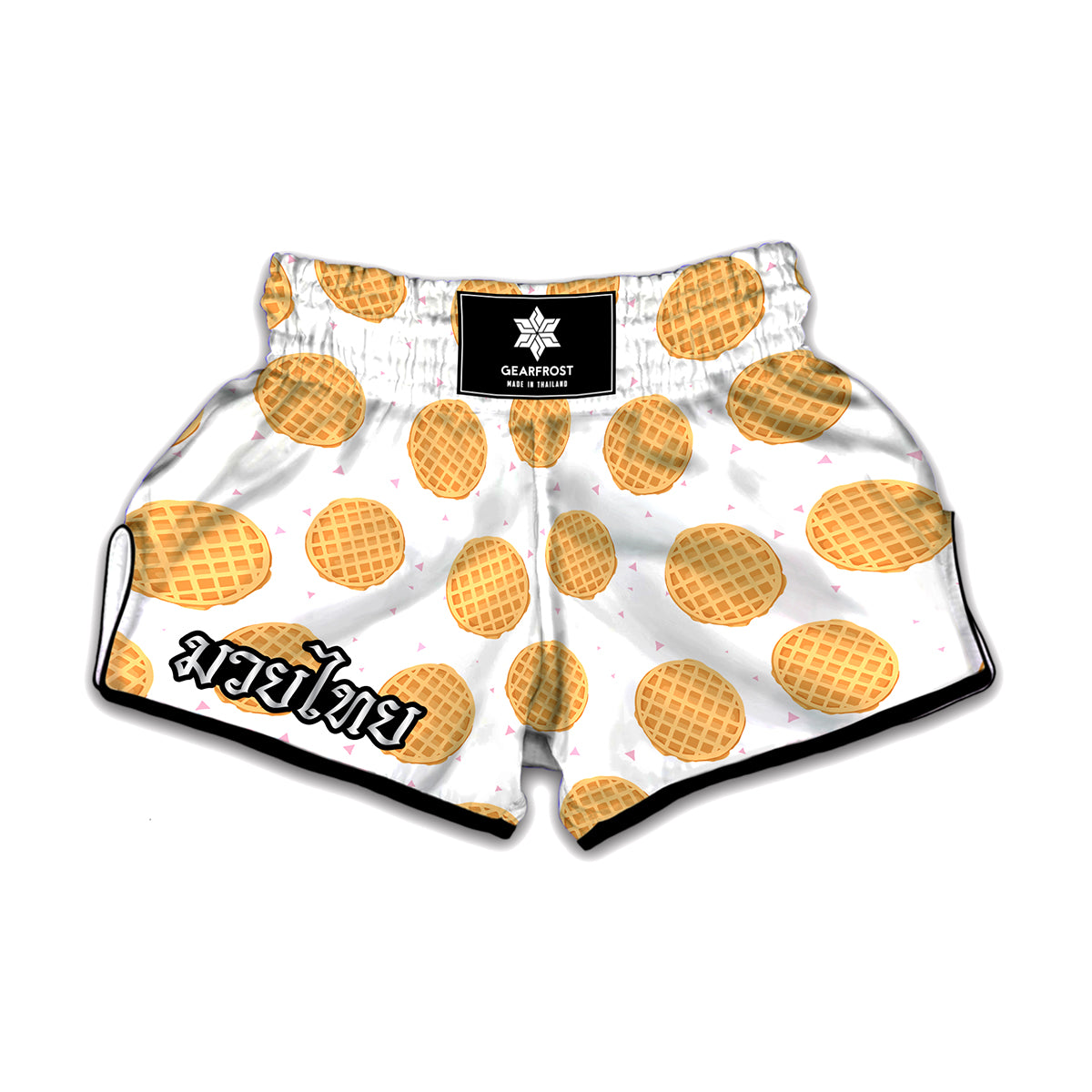 Cute Waffle Pattern Print Muay Thai Boxing Shorts