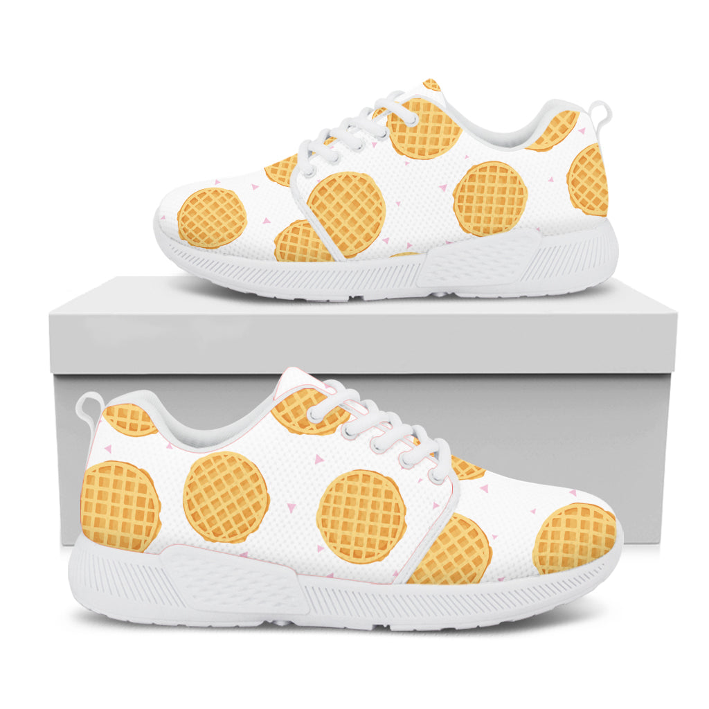 Cute Waffle Pattern Print White Athletic Shoes