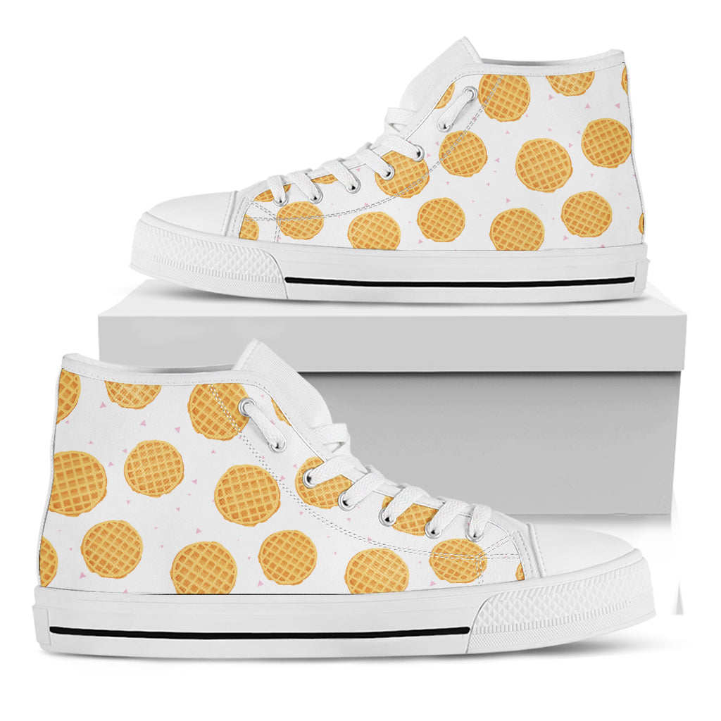 Cute Waffle Pattern Print White High Top Shoes