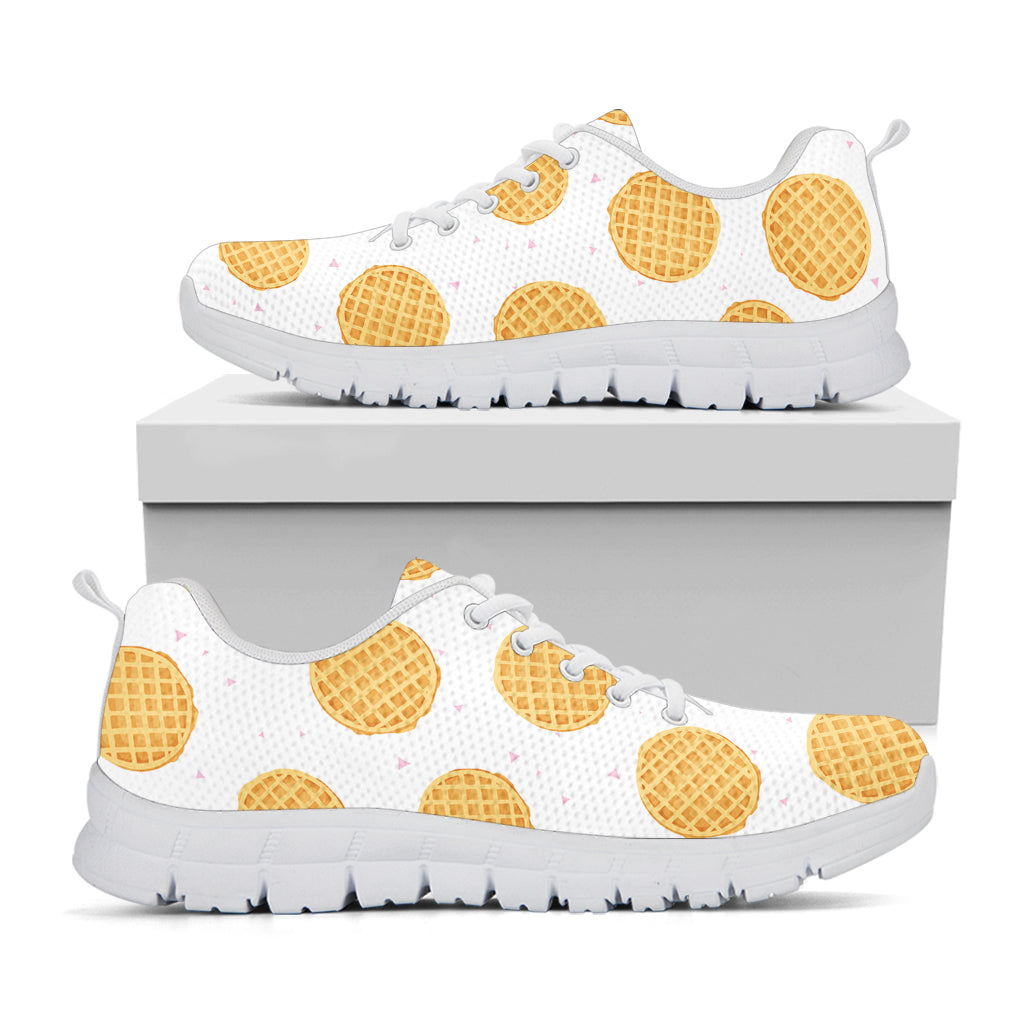 Cute Waffle Pattern Print White Sneakers