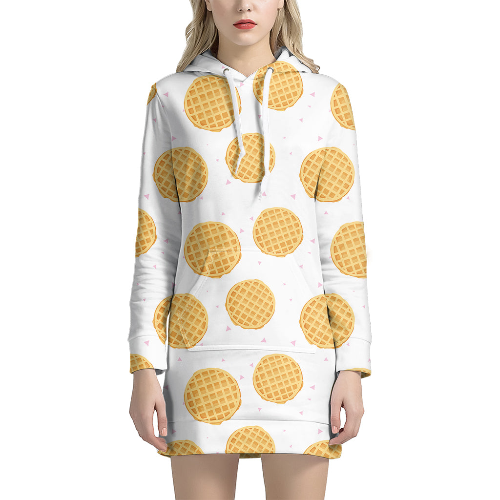 Cute Waffle Pattern Print Women's Pullover Hoodie Dress