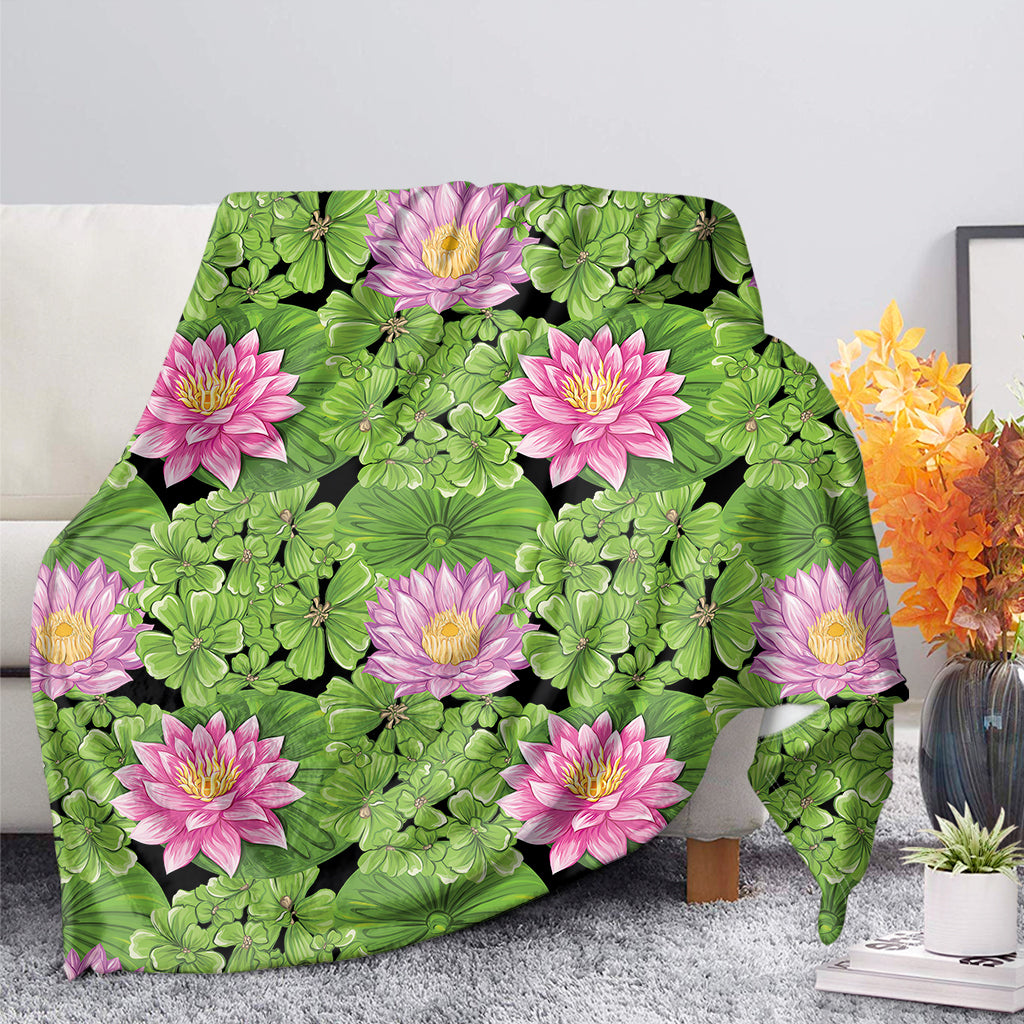 Cute Water Lily Pattern Print Blanket