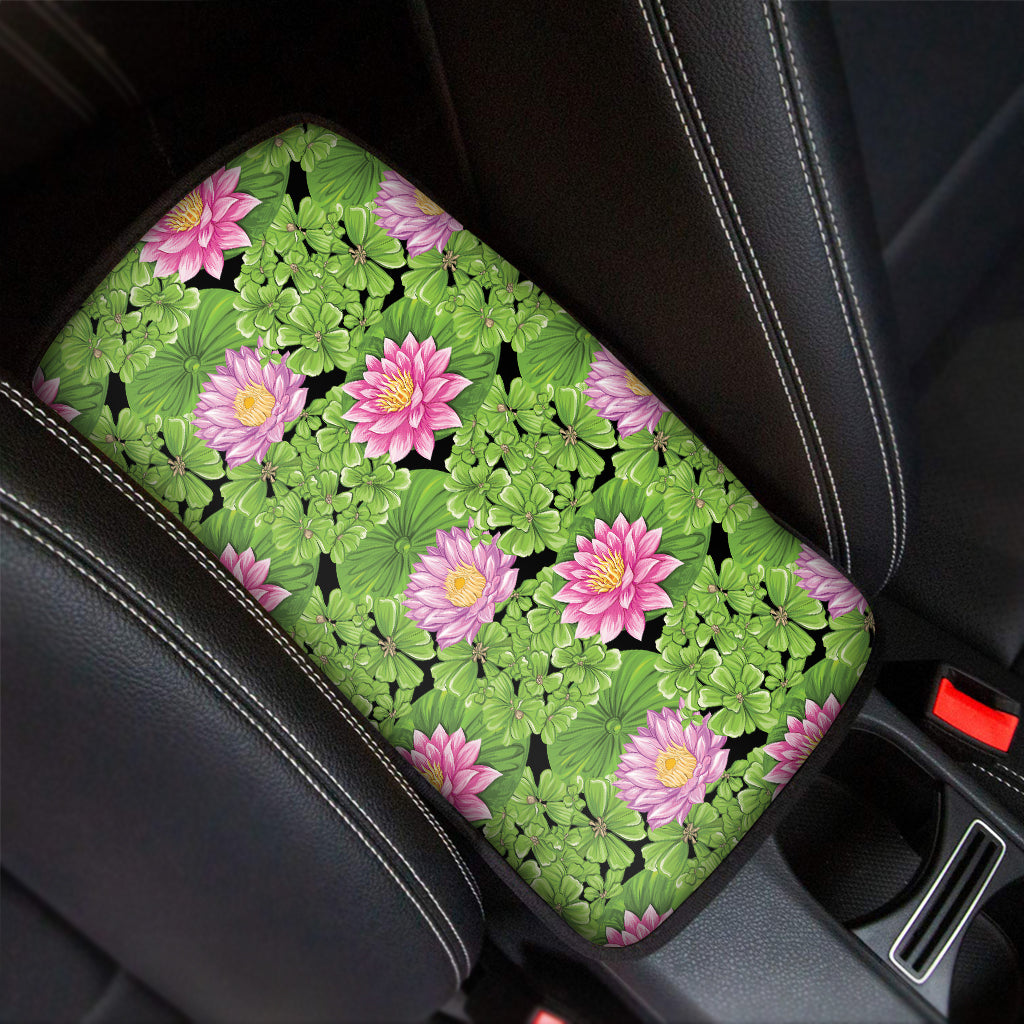 Cute Water Lily Pattern Print Car Center Console Cover