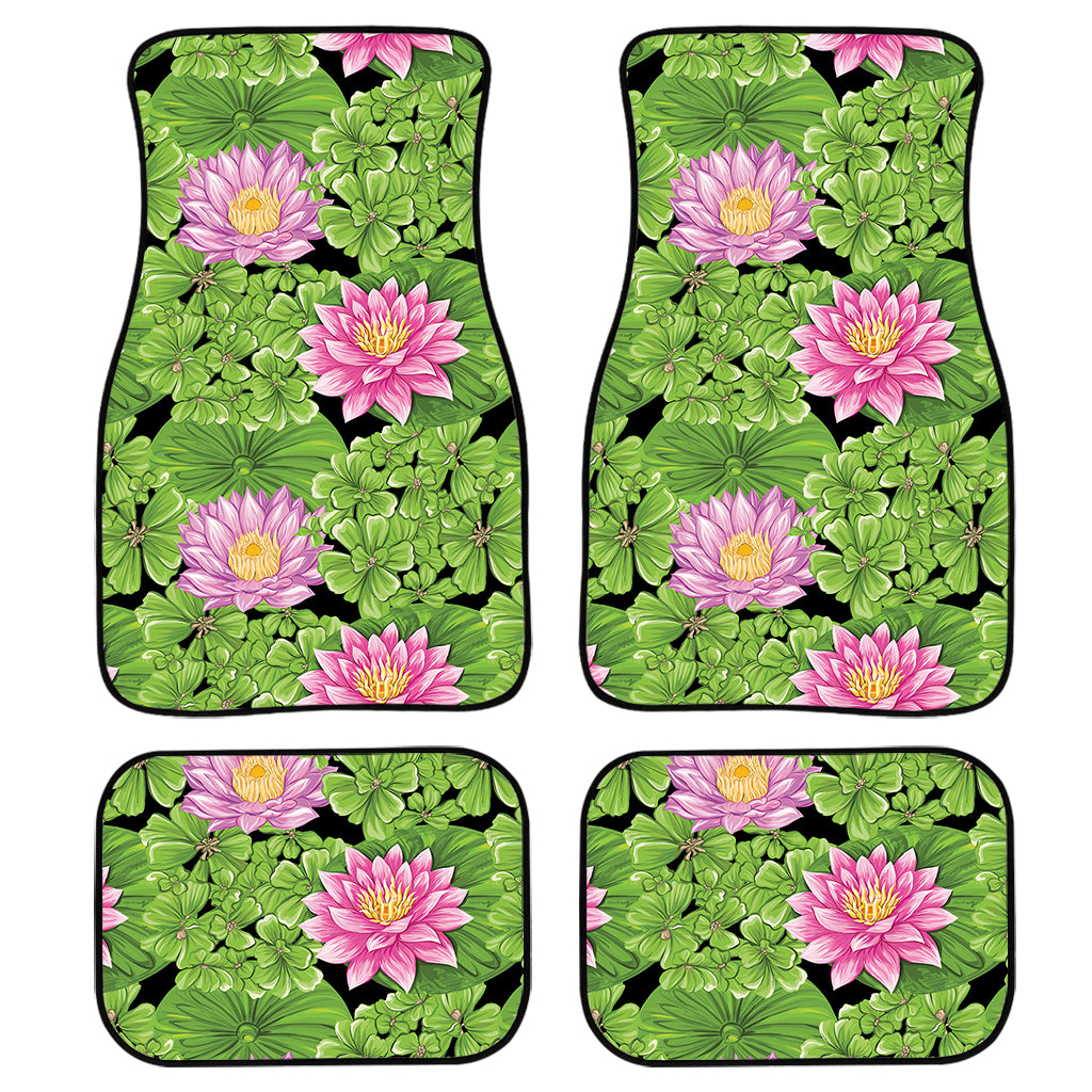 Cute Water Lily Pattern Print Front and Back Car Floor Mats