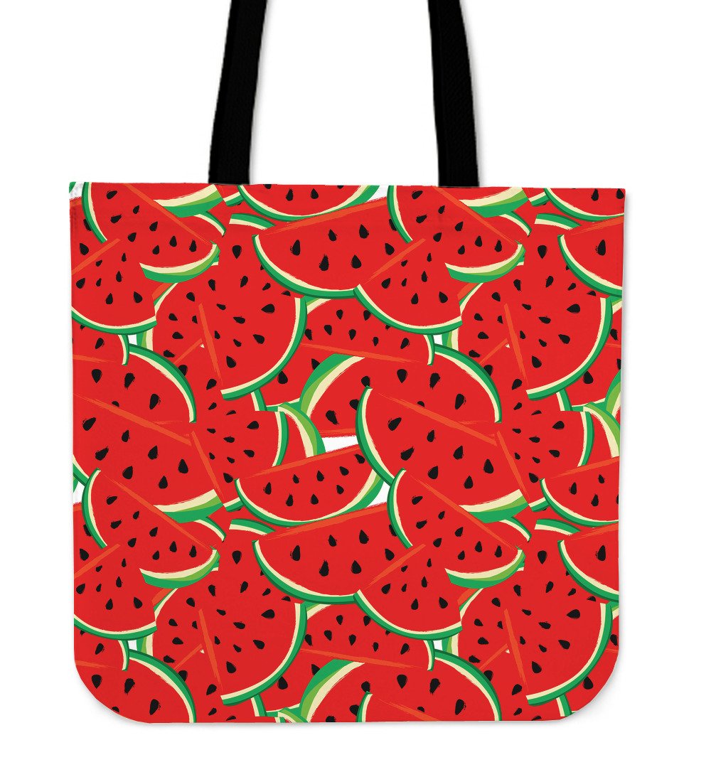 Cute Watermelon Pieces Pattern Print Canvas Tote Bag