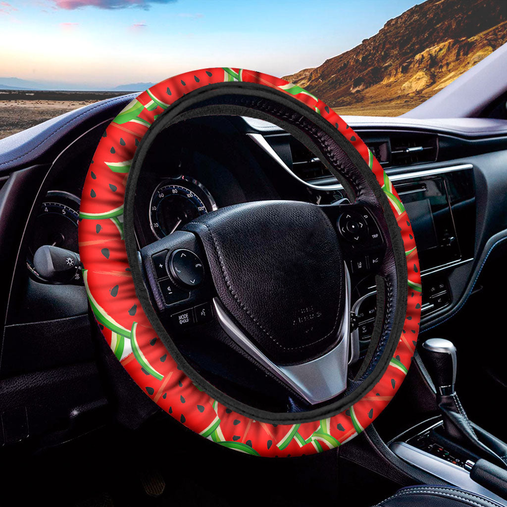 Cute Watermelon Pieces Pattern Print Car Steering Wheel Cover