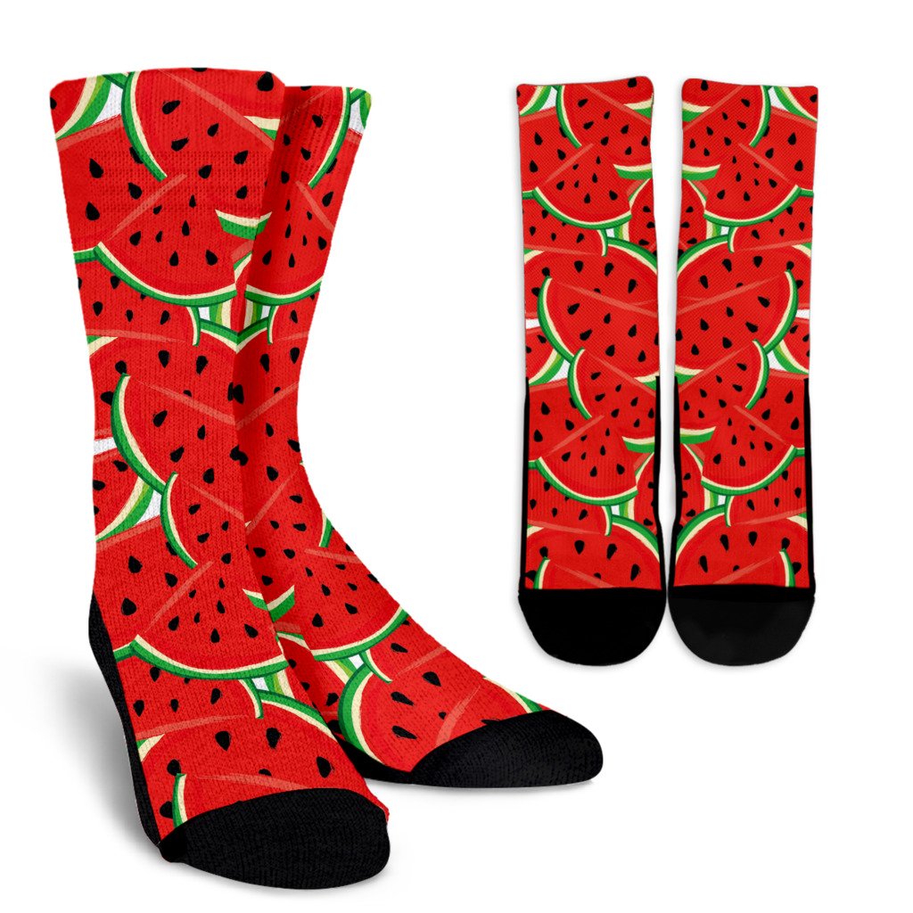 Cute Watermelon Pieces Pattern Print Crew Socks