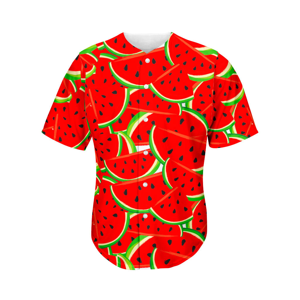 Cute Watermelon Pieces Pattern Print Men's Baseball Jersey