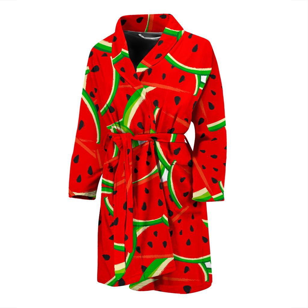 Cute Watermelon Pieces Pattern Print Men's Bathrobe