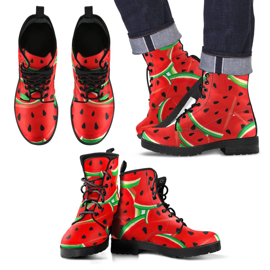 Cute Watermelon Pieces Pattern Print Men's Boots