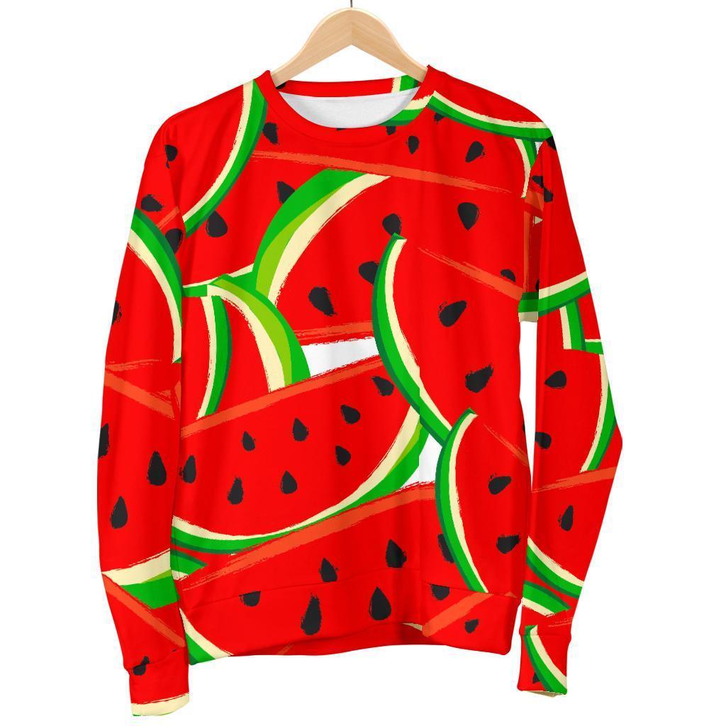 Cute Watermelon Pieces Pattern Print Men's Crewneck Sweatshirt