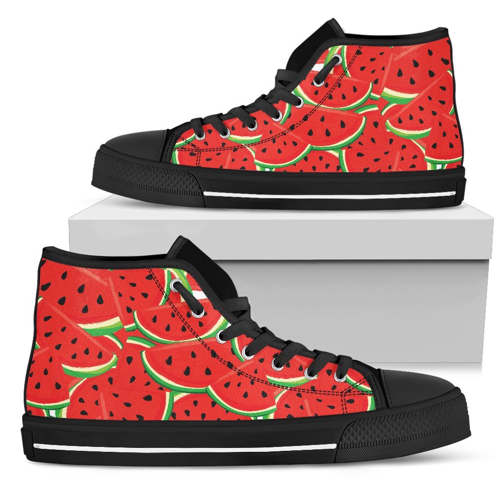 Cute Watermelon Pieces Pattern Print Men's High Top Shoes