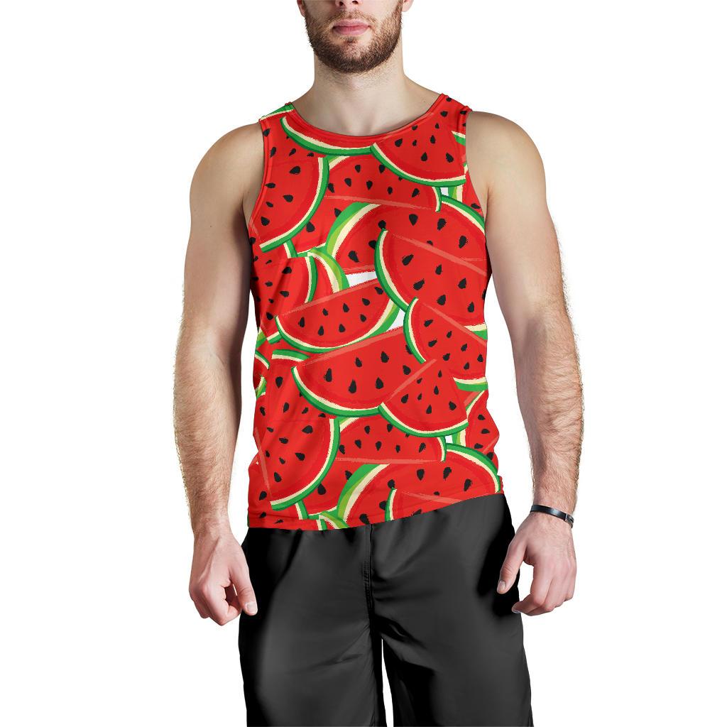 Cute Watermelon Pieces Pattern Print Men's Tank Top