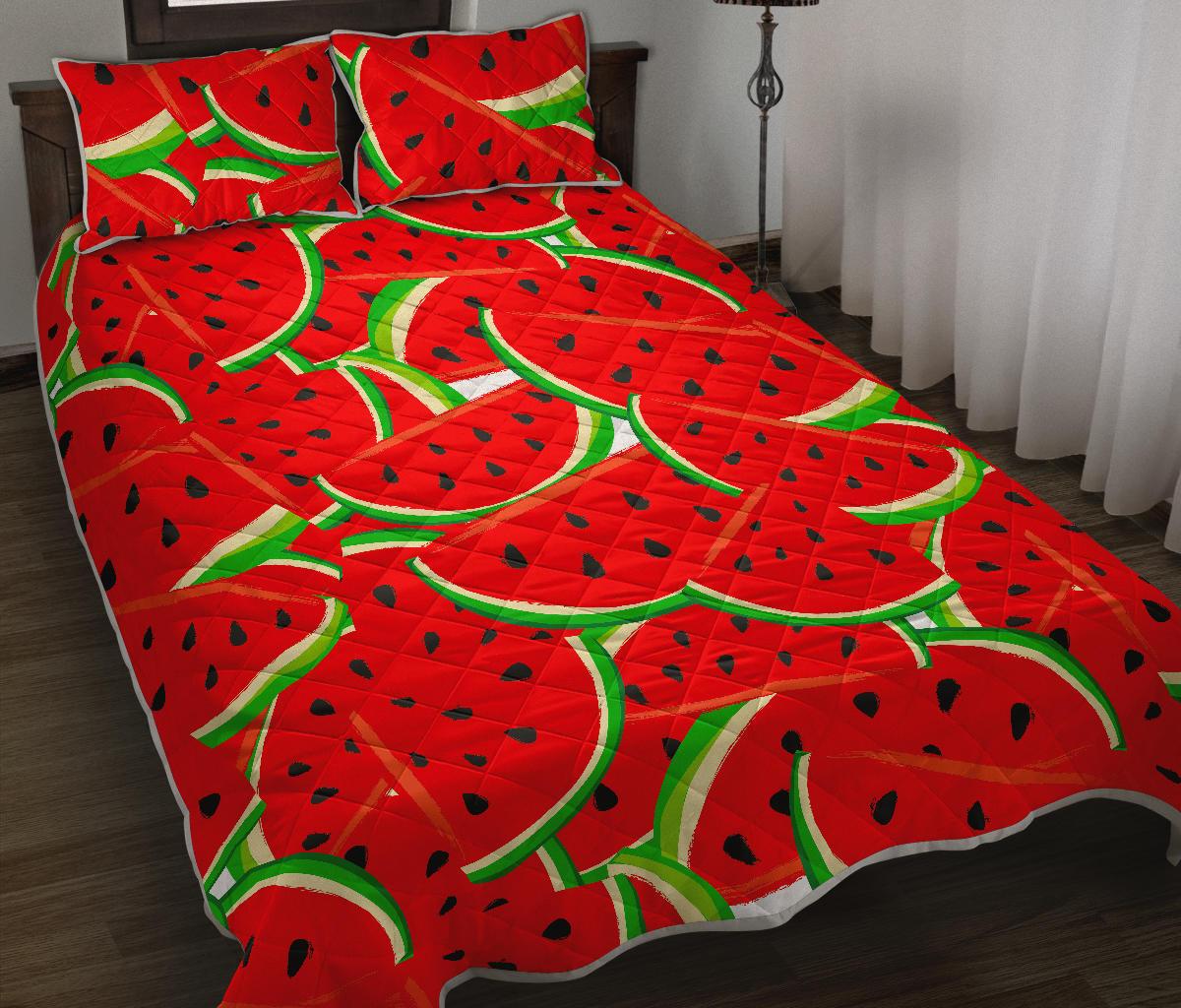 Cute Watermelon Pieces Pattern Print Quilt Bed Set