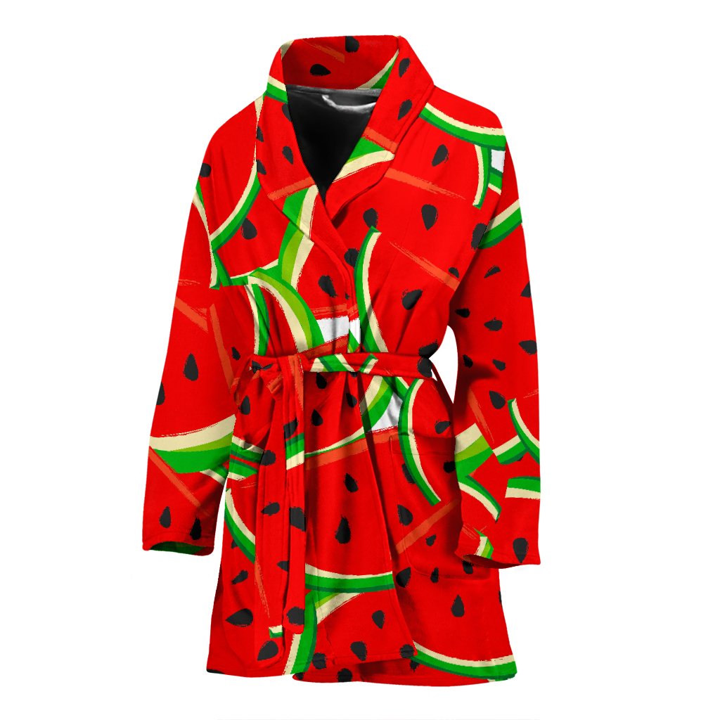 Cute Watermelon Pieces Pattern Print Women's Bathrobe