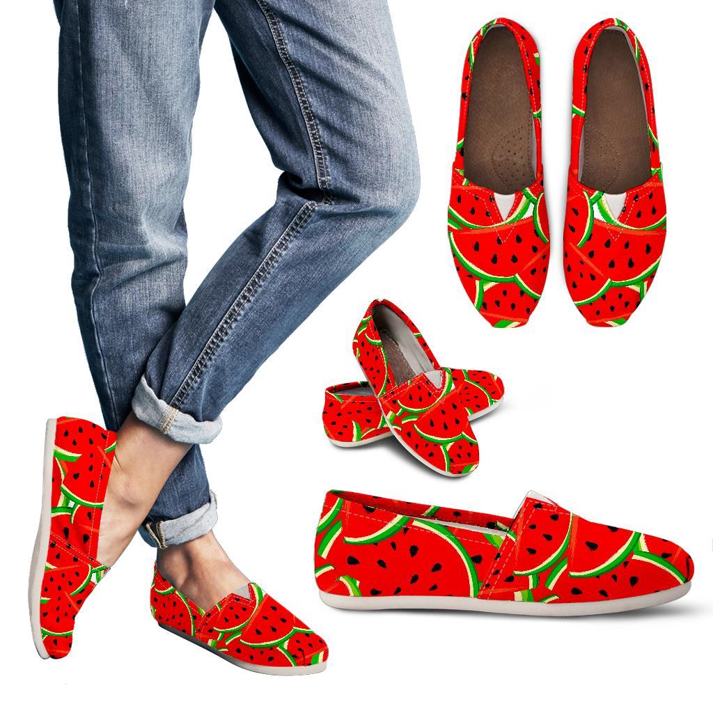 Cute Watermelon Pieces Pattern Print Women's Casual Canvas Shoes