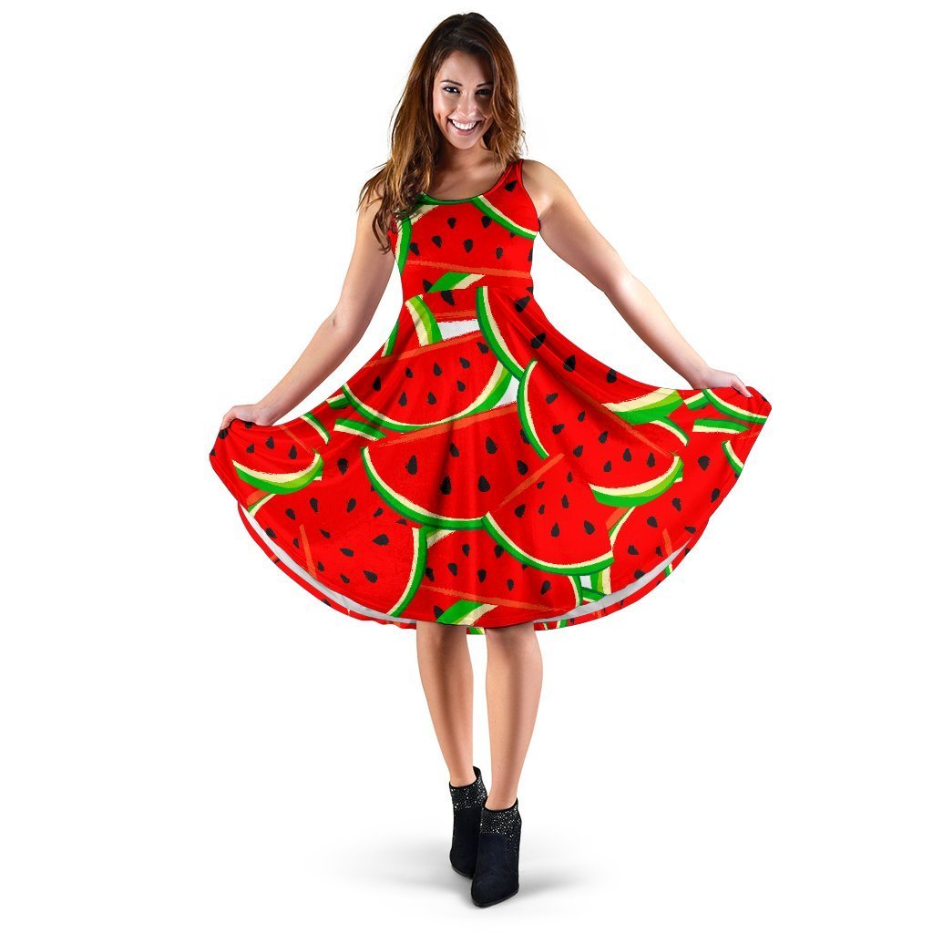 Cute Watermelon Pieces Pattern Print Women's Dress