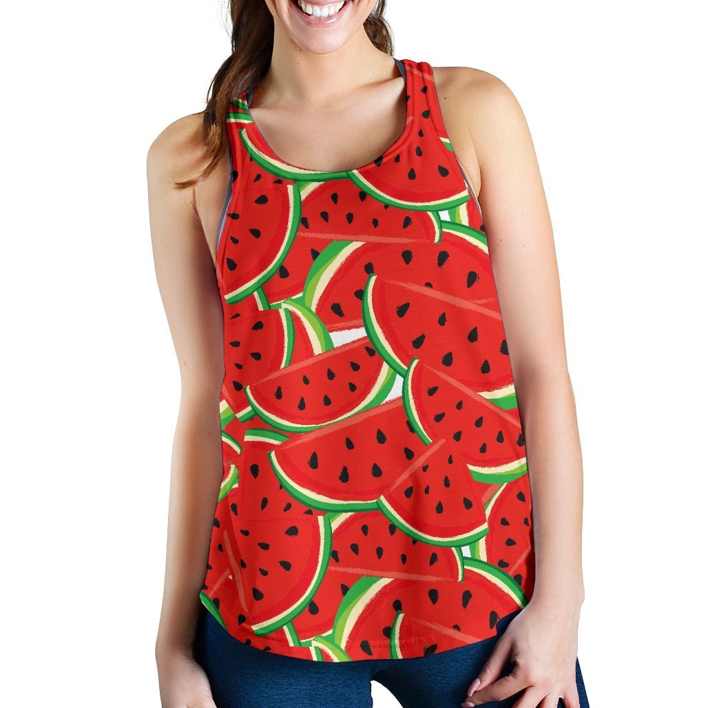 Cute Watermelon Pieces Pattern Print Women's Racerback Tank Top