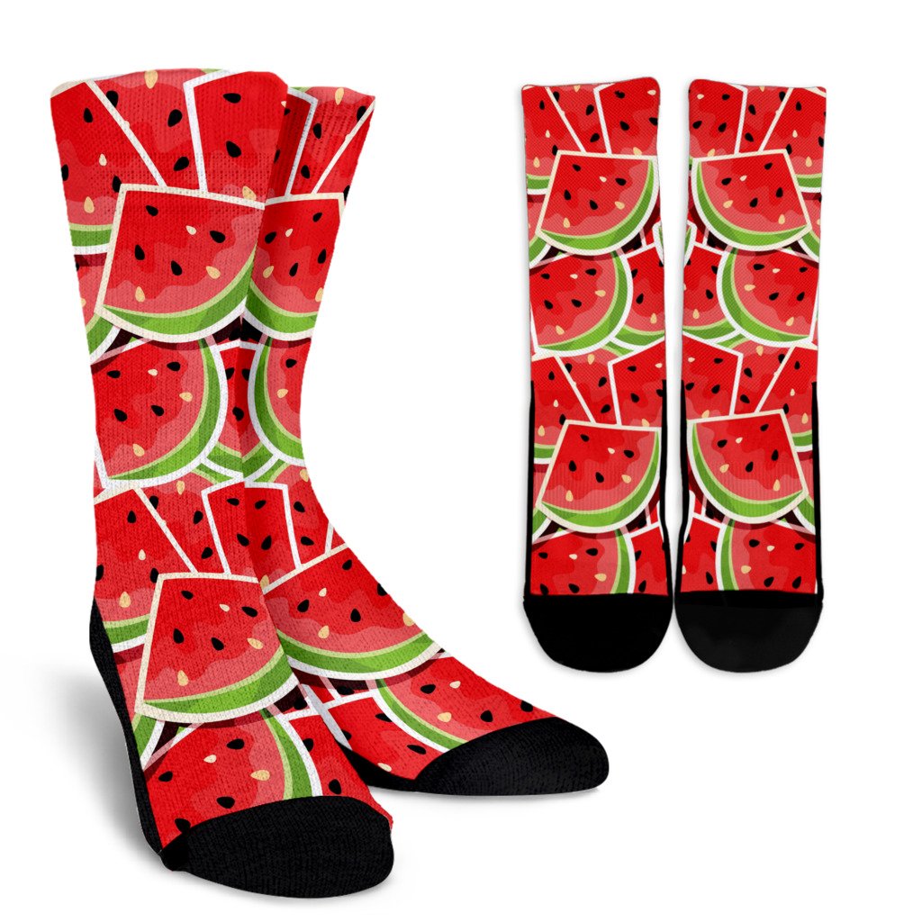 Cute Watermelon Slices Pattern Print Crew Socks