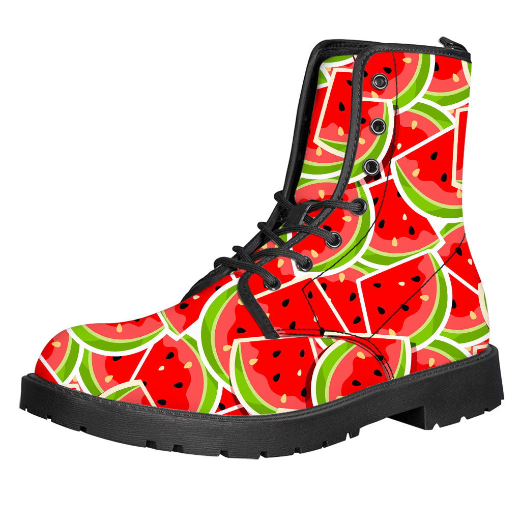 Cute Watermelon Slices Pattern Print Leather Boots