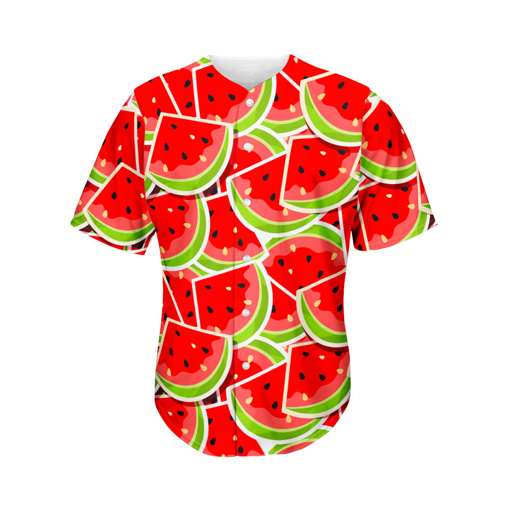 Cute Watermelon Slices Pattern Print Men's Baseball Jersey