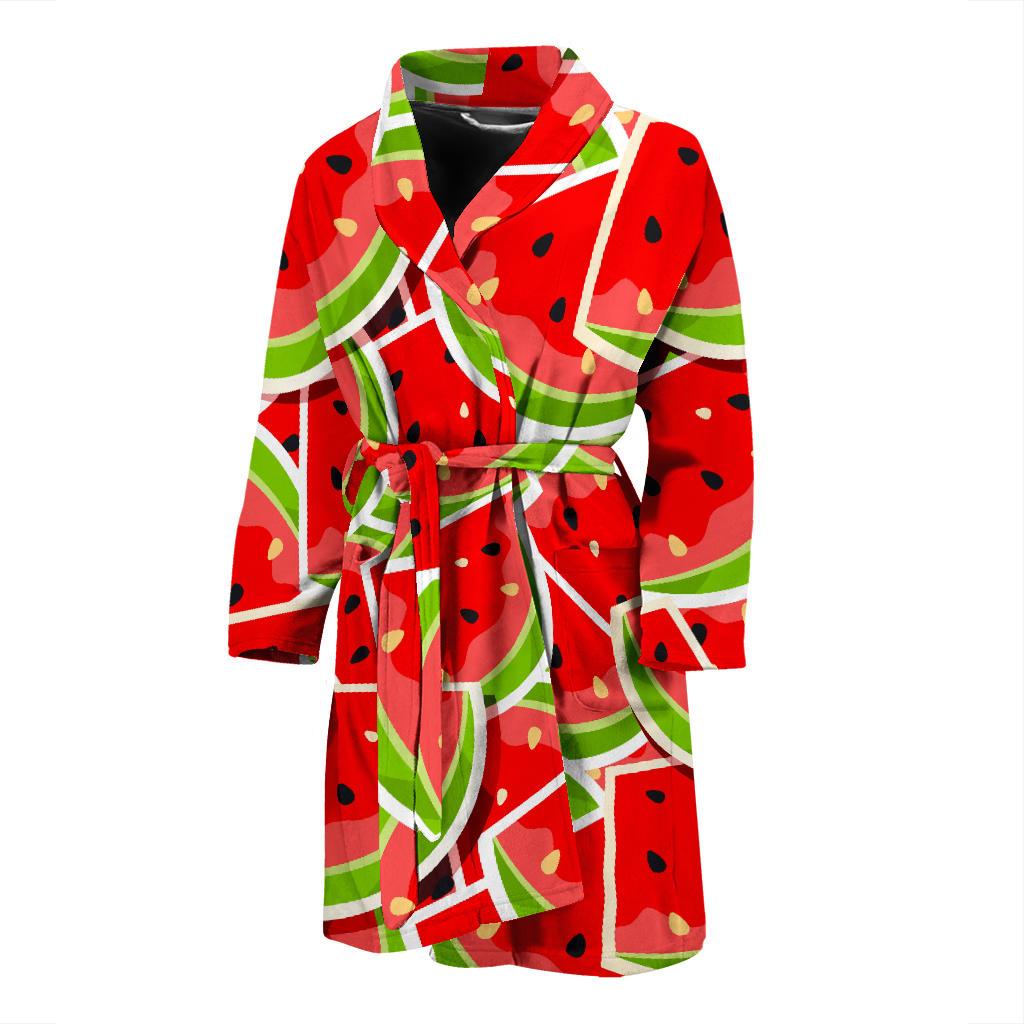 Cute Watermelon Slices Pattern Print Men's Bathrobe