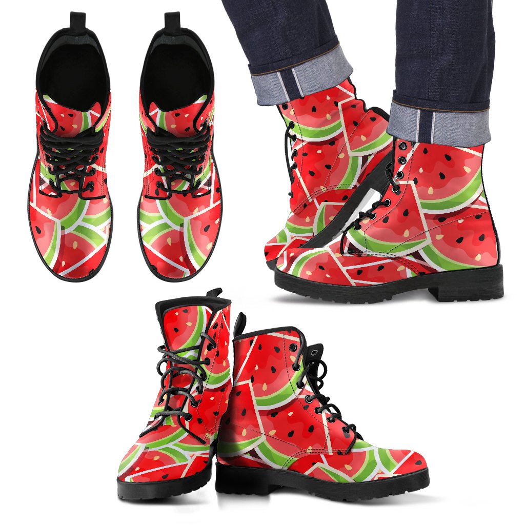 Cute Watermelon Slices Pattern Print Men's Boots