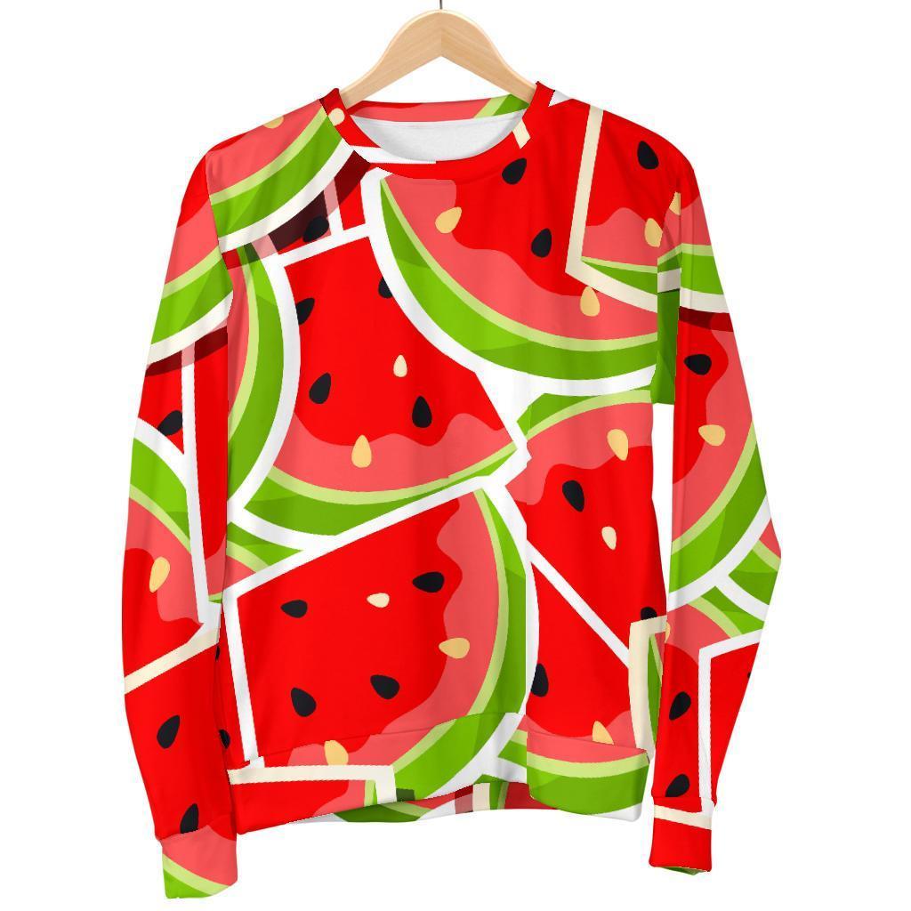 Cute Watermelon Slices Pattern Print Men's Crewneck Sweatshirt