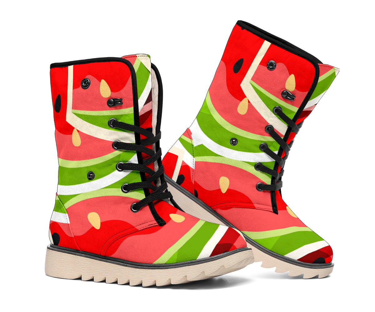 Cute Watermelon Slices Pattern Print Winter Boots