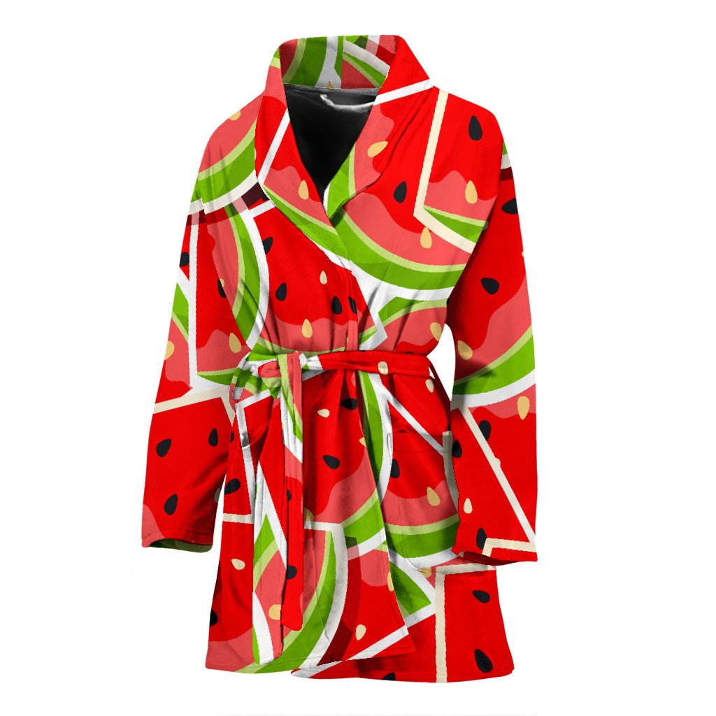 Cute Watermelon Slices Pattern Print Women's Bathrobe