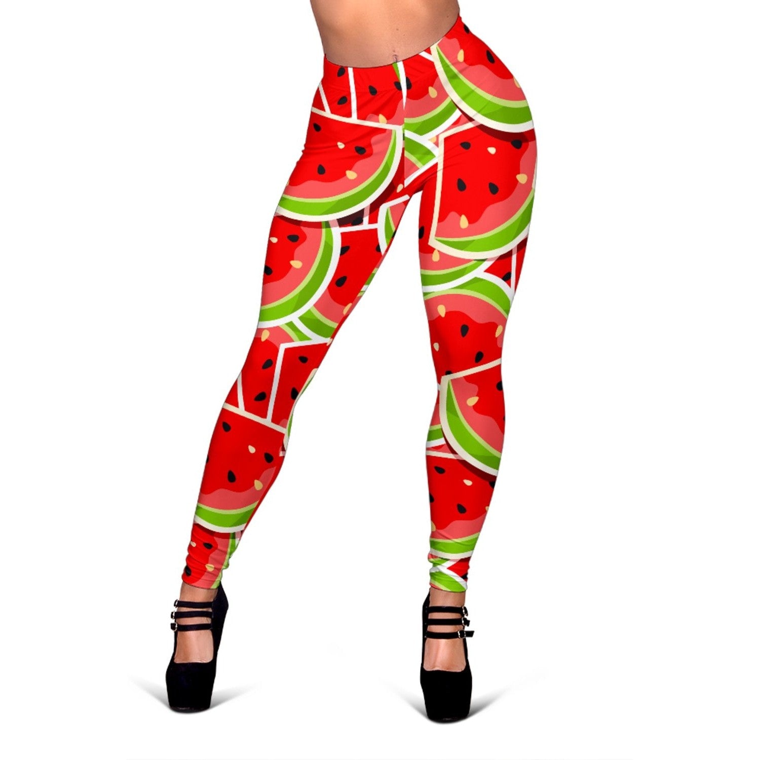 Cute Watermelon Slices Pattern Print Women's Leggings